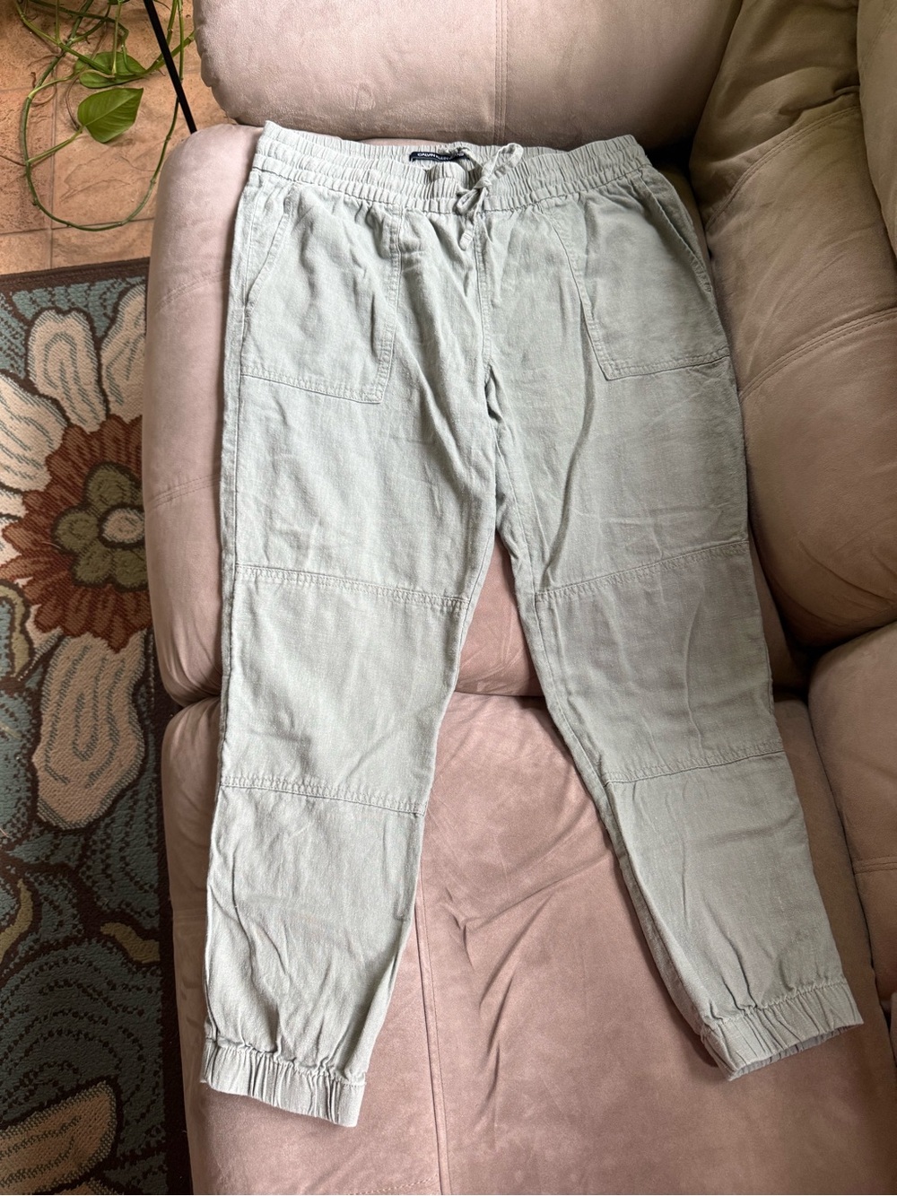Y2K Vintage Calvin Klein Sage Linen/Viscose Cargo Capris